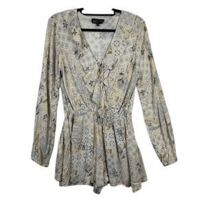 Final Touch Short Romper Long Sleeve Lightweight Neutral Colors Size Large